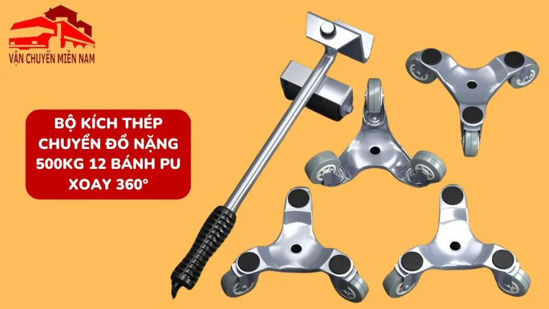 Bộ kích thép chuyển đồ nặng 500kg 12 bánh PU xoay 360°