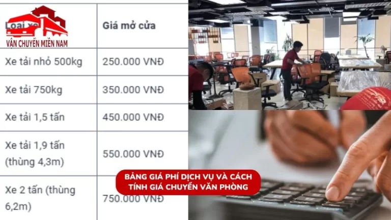 Bảng giá phí dịch vụ và cách tính giá chuyển văn phòng cụ thể