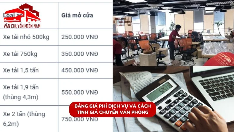 Bảng phí dịch vụ và cách tính giá chuyển văn phòng chính xác