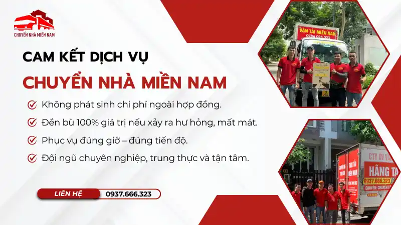 Cam kết dịch vụ chuyển nhà tại Chuyển Nhà Miền Nam