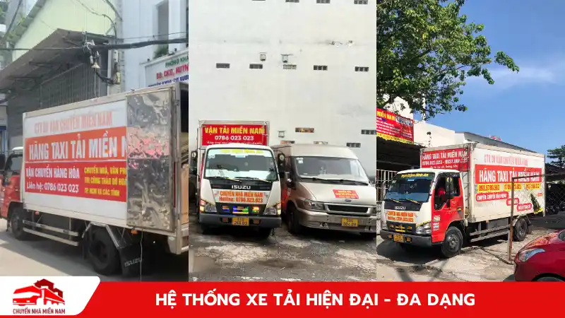 Hệ thống xe tải hiện đại, đa dạng tại Chuyển Nhà Miền Nam