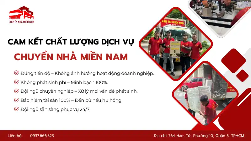 Cam kết dịch vụ chuyển văn phòng quận 5 chất lượng cao