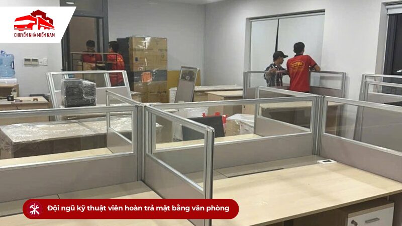 đội ngũ kỹ thuật viên hoàn trả mặt bằng văn phòng