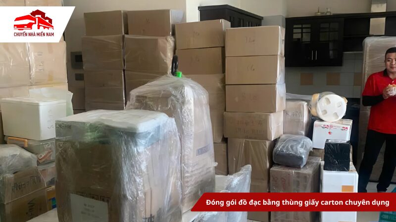 Đóng gói đồ đạc bằng thùng giấy carton chuyên dụng