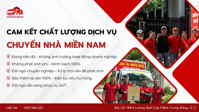Cam kết chất lượng dịch vụ chuyển văn phòng quận 2