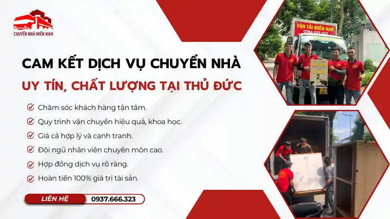 Cam kết dịch vụ chuyển nhà uy tín, chất lượng tại Thủ Đức