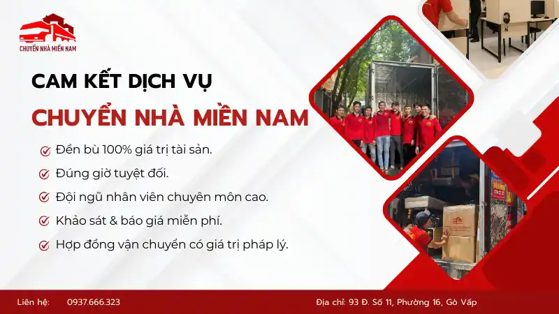Cam kết dịch vụ chuyển văn phòng của Chuyển Nhà Miền Nam uy tín chất lượng hàng đầu 