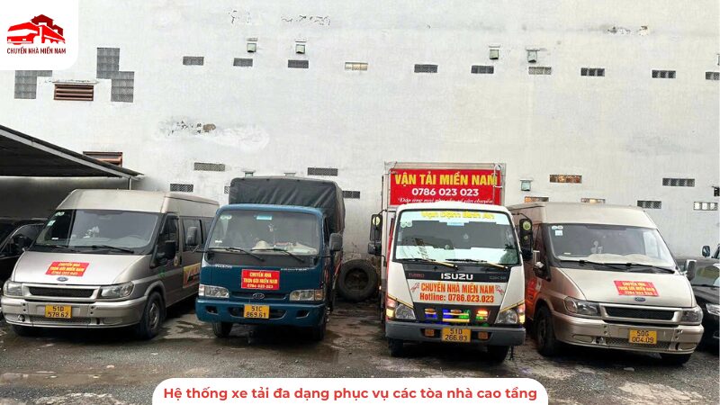 Hệ thống xe tải đa dạng phục vụ các tòa nhà cao tầng