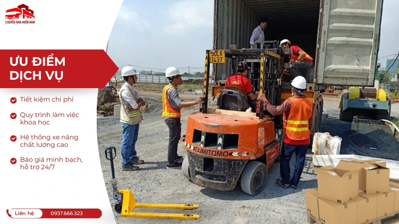 Chuyển Nhà Miền Nam sở hữu hệ thống xe nâng chất lượng, quy trình thuê xe bài bản.