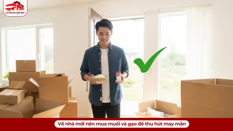 Về nhà mới nên mua muối và gạo để thu hút may mắn