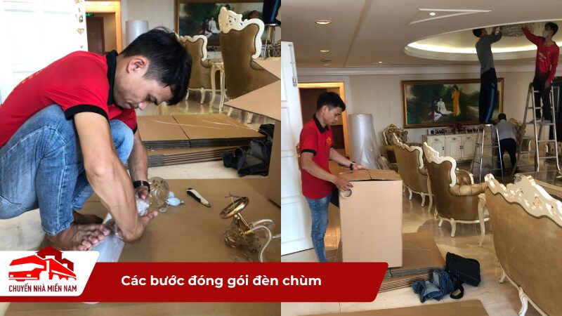 Hướng dẫn chi tiết các bước đóng gói đèn chùm an toàn