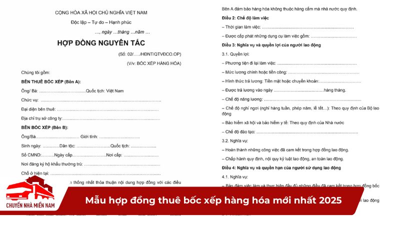 Mẫu hợp đồng thuê bốc xếp hàng hóa mới nhất 2025