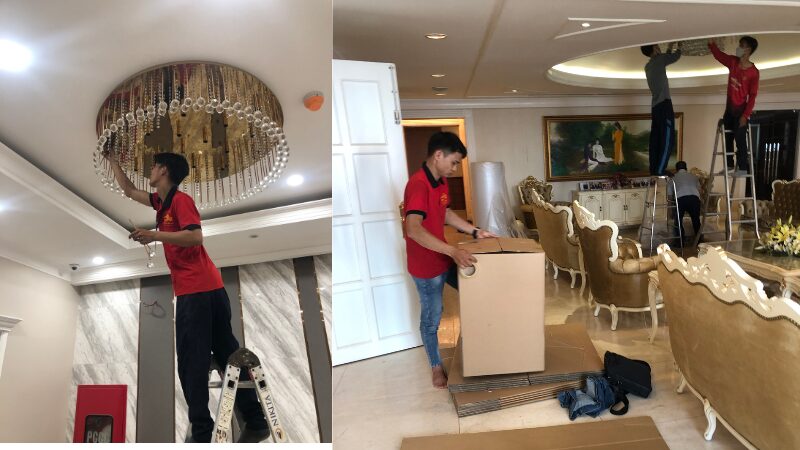 Tháo lắp hệ thống đèn chung cư của khách hàng quận 7