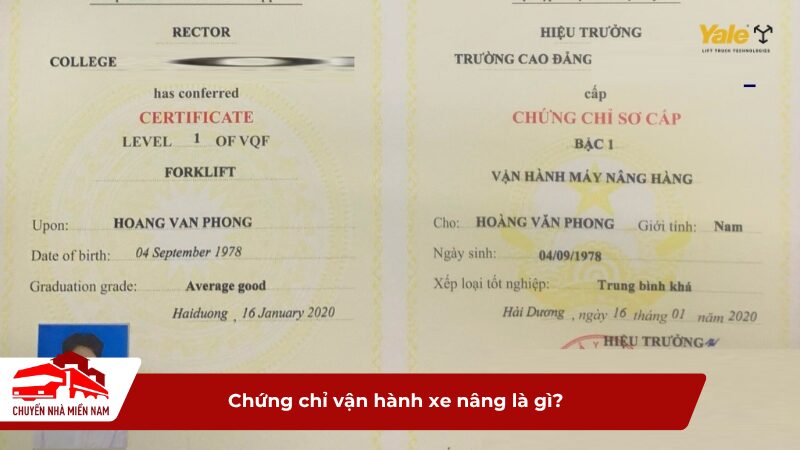 Chứng chỉ vận hành xe nâng là gì?