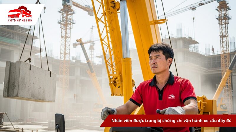 Nhân viên được trang bị chứng chỉ vận hành xe cẩu đầy đủ