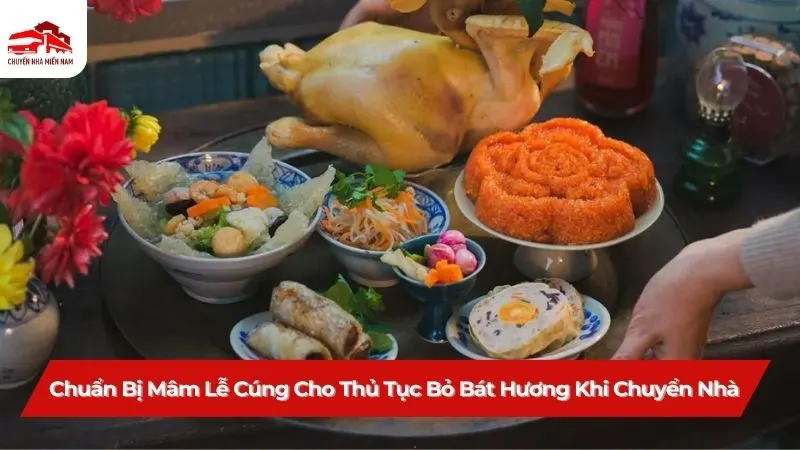 Chuẩn bị mâm lễ cúng cho thủ tục bỏ bát hương khi chuyển nhà