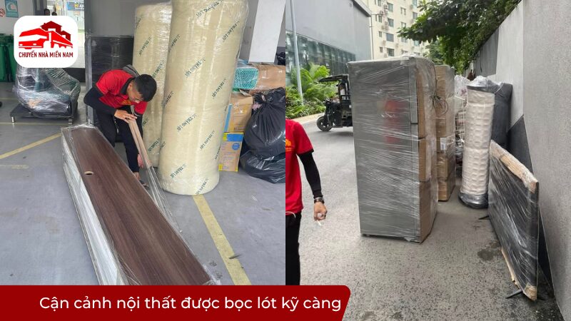 Nhân viên Chuyển Nhà Miền Nam bọc lót nội thất kỹ càng