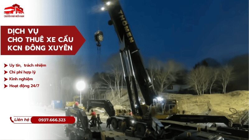 Dịch vụ cho thuê xe cẩu KCN Đông Xuyên uy tín, chuyên nghiệp, giá tốt