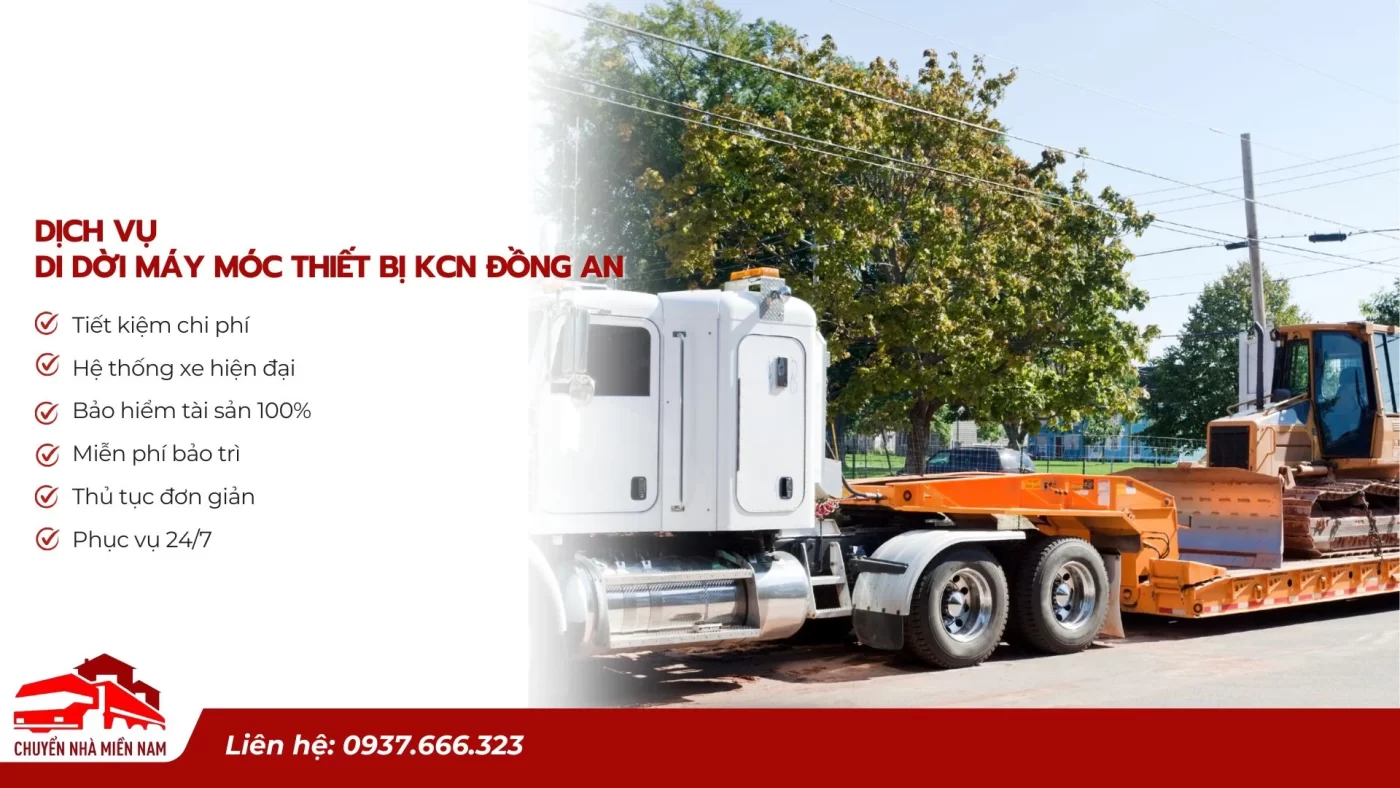 Dịch vụ di dời máy móc thiết bị KCN Đồng An