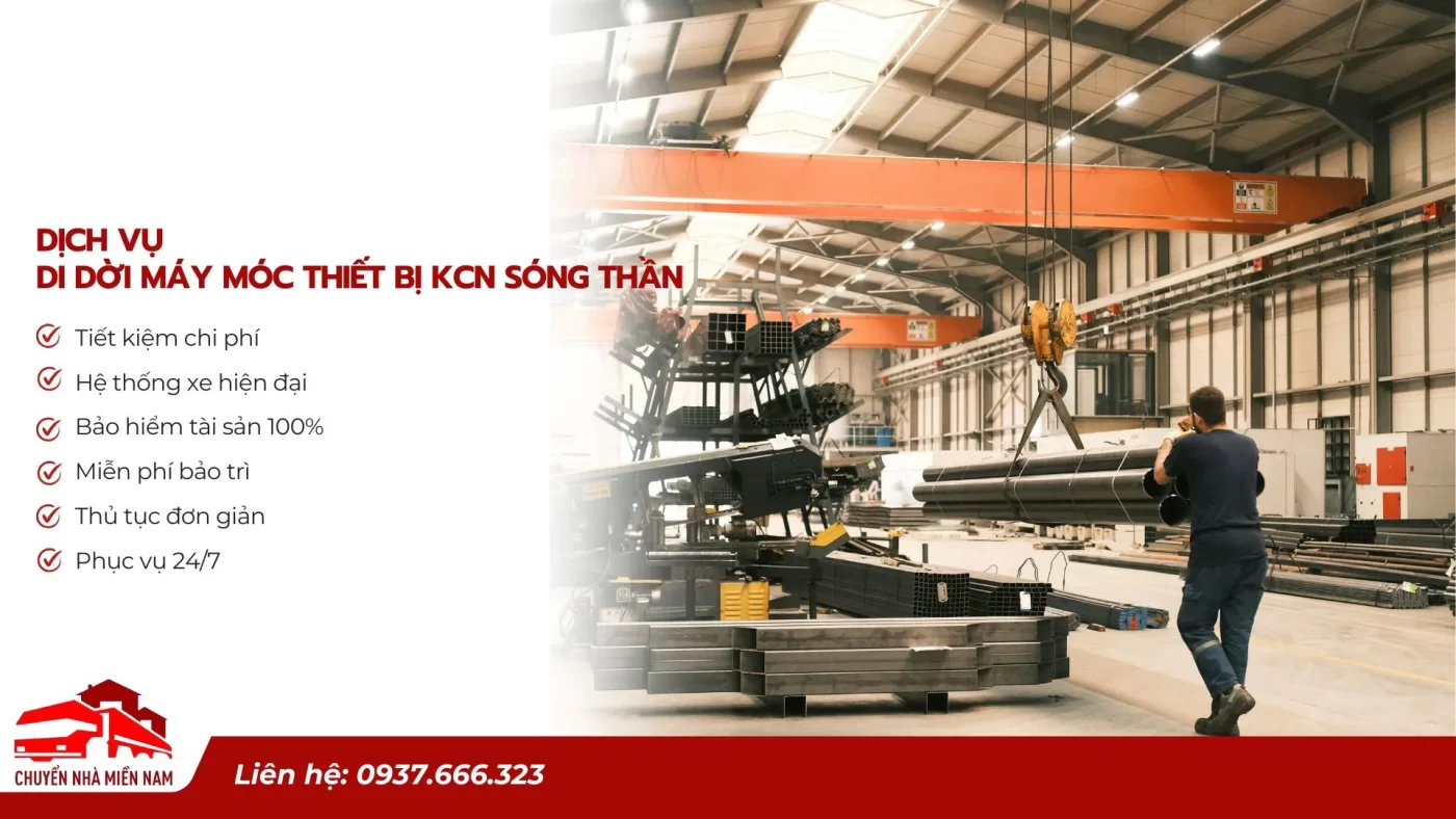 Dịch vụ di dời máy móc thiết bị KCN Sóng Thần