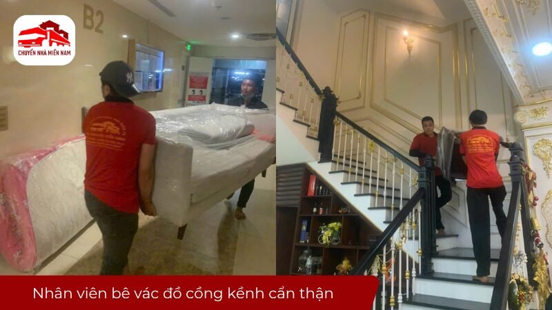 Nhân viên bê vác đồ cồng kềnh