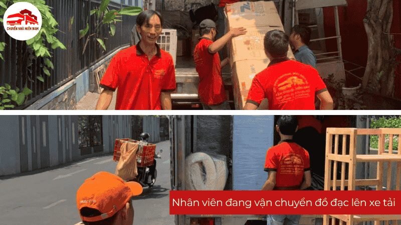 Nhân viên Chuyển Nhà Miền Nam đang vận chuyển đồ đạc lên xe tải