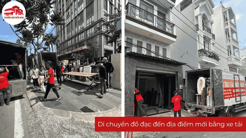 Nhân viên Chuyển Nhà Miền Nam di chuyển đồ đạc đến địa điểm mới