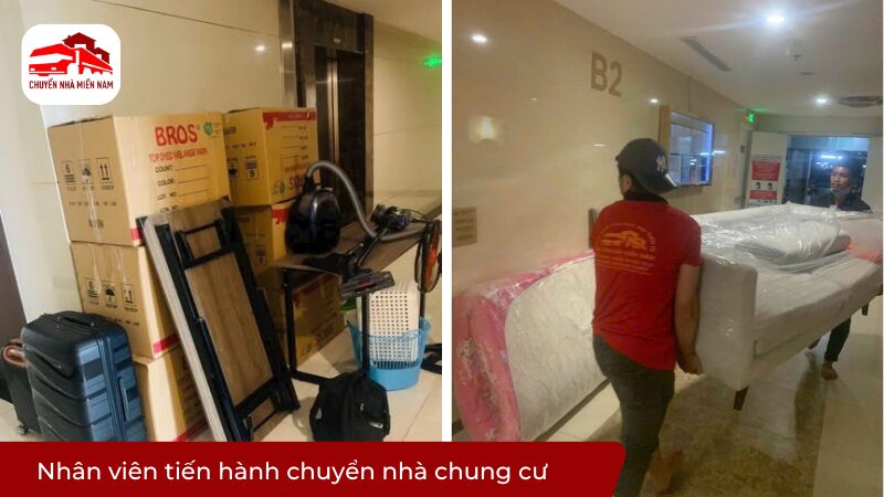 Nhân viên tiến hành chuyển nhà chung cư