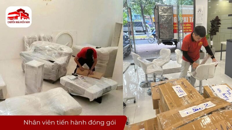 Nhân viên tiến hành đóng gói