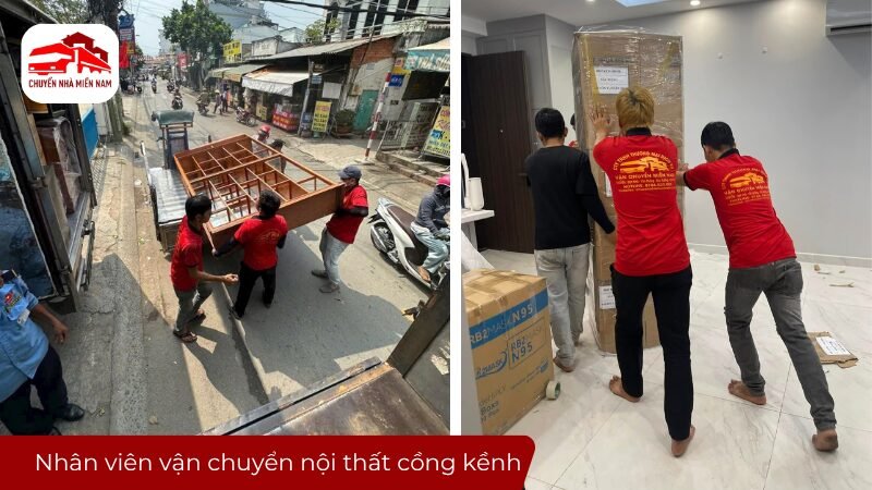 Nhân viên vận chuyển nội thất cồng kềnh