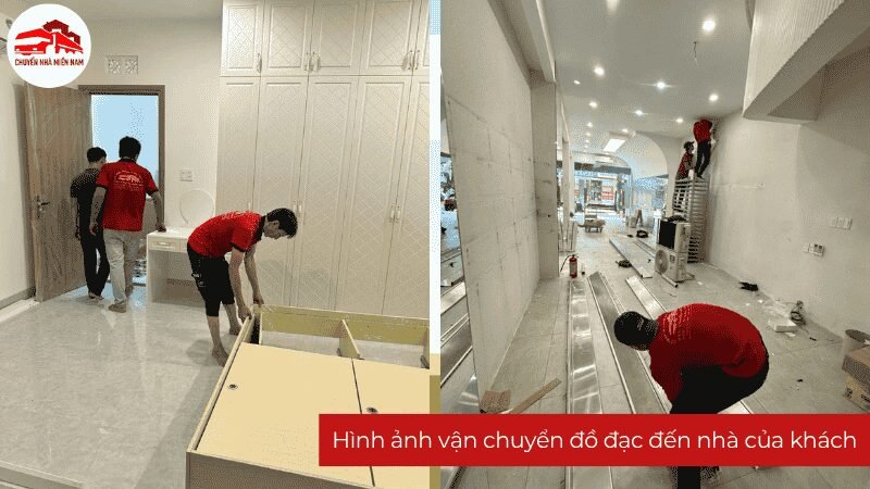 Nhân viên vận chuyển và lắp ráp đồ dùng của khách hàng