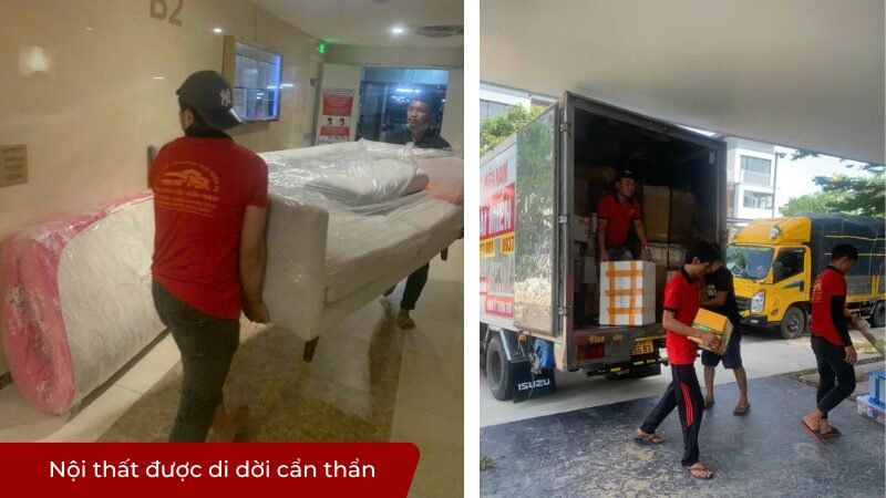 Nội thất được di dời cẩn thận