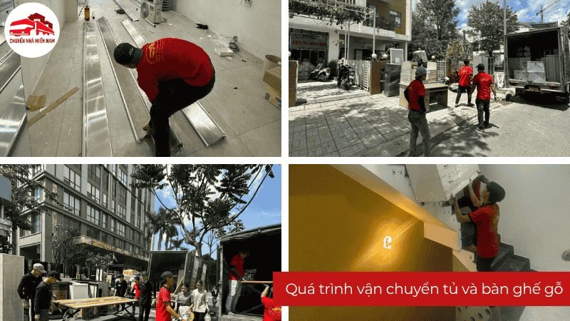 Quá trình vận chuyển tủ và bàn ghế gỗ tại Chuyển Nhà Miền Nam