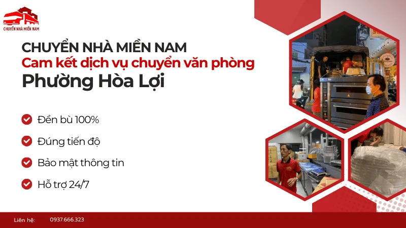 Cam kết dịch vụ chuyển văn phòng phường Hòa Lợi
