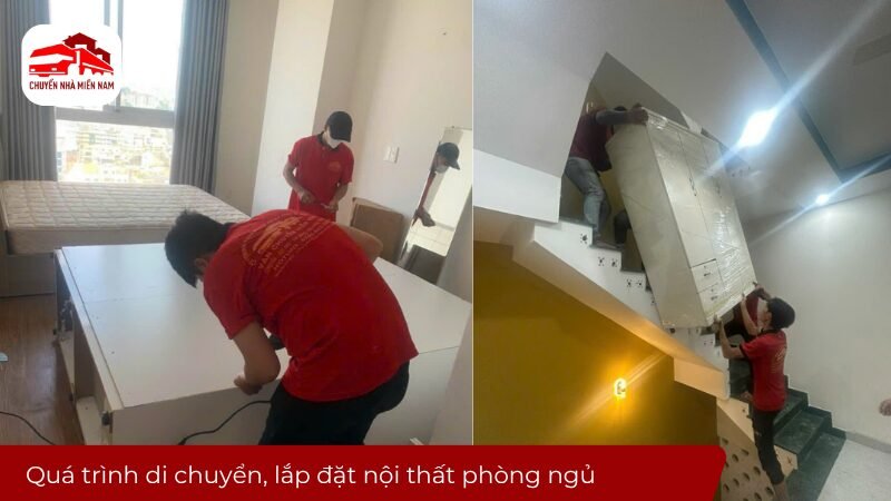 Quá trình di chuyển, lắp đặt nội thất phòng ngủ