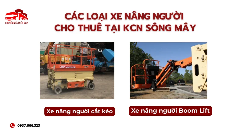 Các loại xe nâng người cho thuê tại KCN Sông Mây