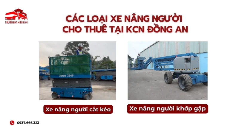 Các loại xe nâng người cho thuê tại KCN Đồng An