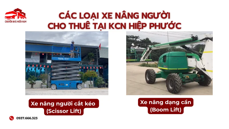 Các loại xe nâng người cho thuê tại KCN Hiệp Phước