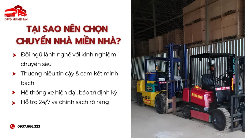 Tại sao nên chọn dịch vụ cho thuê xe nâng theo ca của Chuyển Nhà Miền Nam?