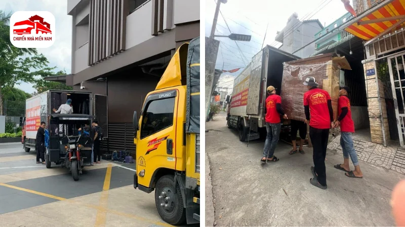 Nhân viên đóng gói nội thất trong dịch vụ chuyển nhà Sài Gòn Nha Trang