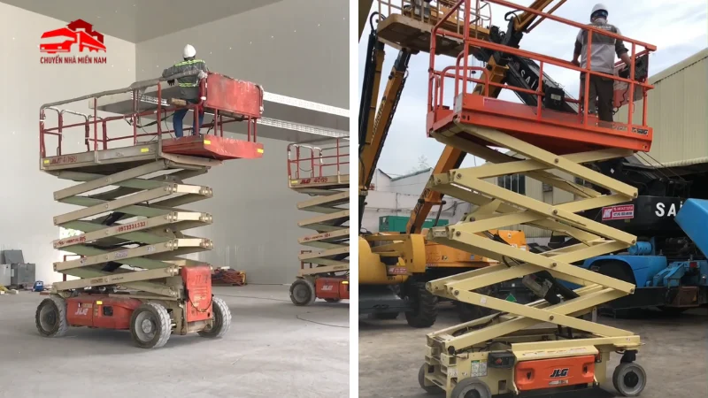 Hình ảnh thực tế xe nâng người tại KCN Sông Mây