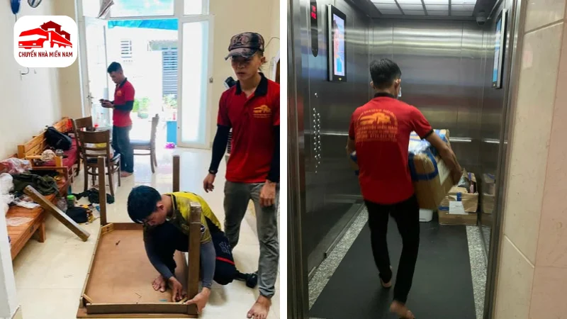 Nhân viên vận chuyển nội thất khi chuyển nhà chuyến Sài Gòn Nha Trang