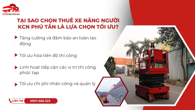 Tại sao chọn thuê xe nâng người KCN Phú Tân là lựa chọn tối ưu?