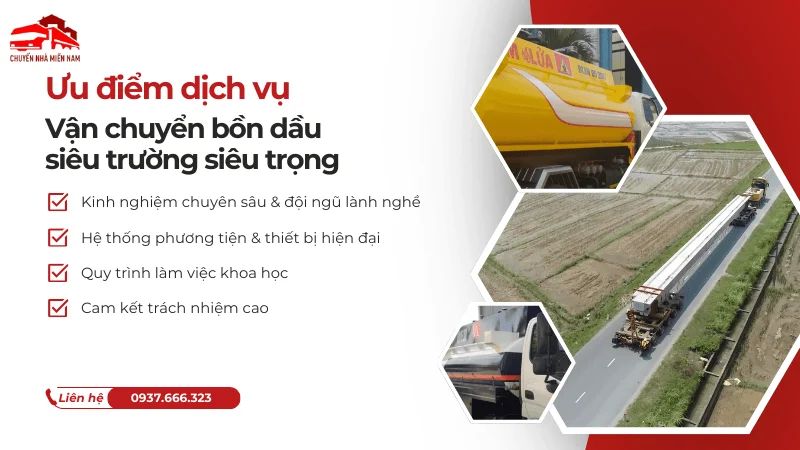 Ưu điểm dịch vụ chuyển bồn dầu siêu trường siêu trọng