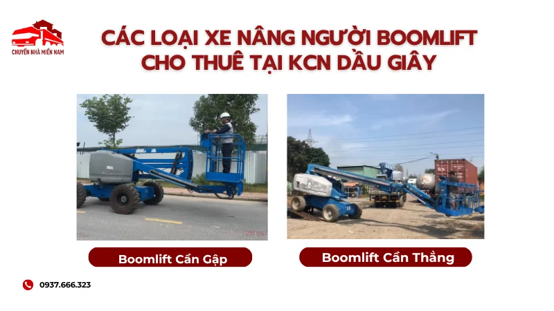 Các loại xe nâng người Boomlift cho thuê tại KCN Dầu Giây