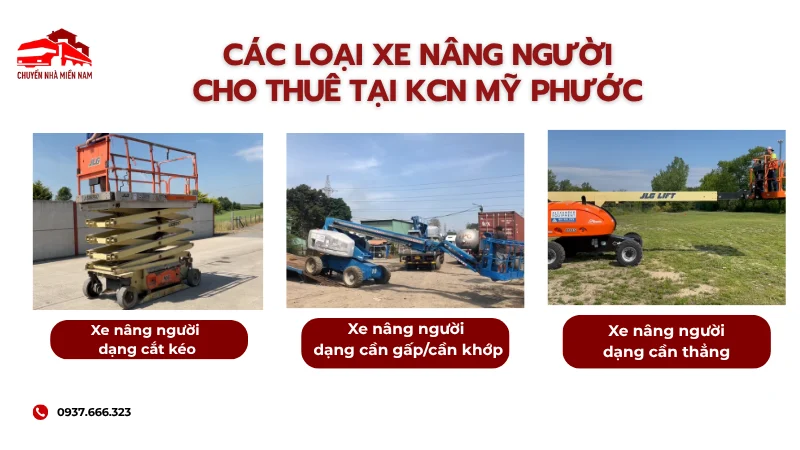 Các loại xe nâng người cho thuê tại KCN Mỹ Phước