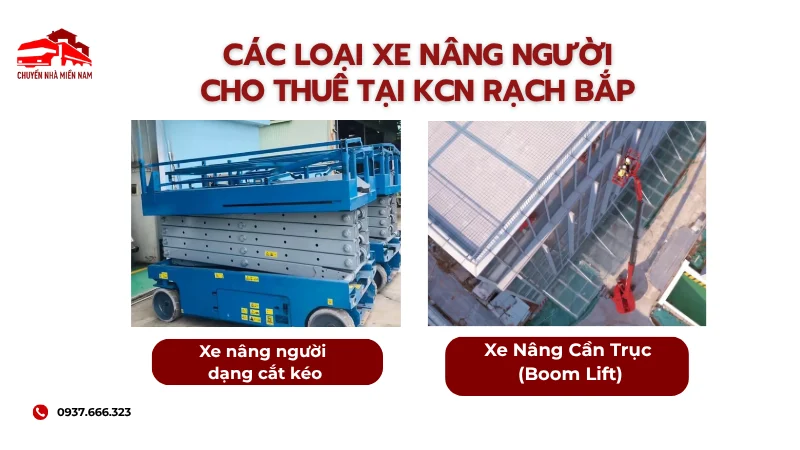 Các loại xe nâng người cho thuê tại KCN Rạch Bắp