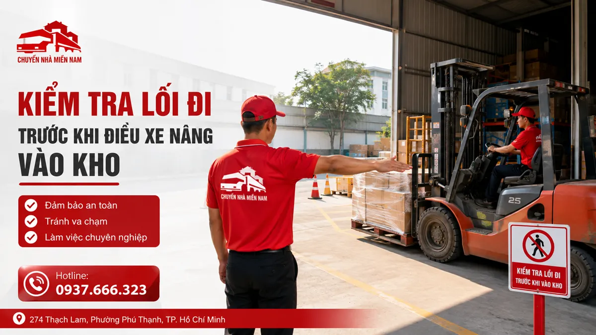 kiểm tra nền trước khi điều xe nâng tại Nhà Bè