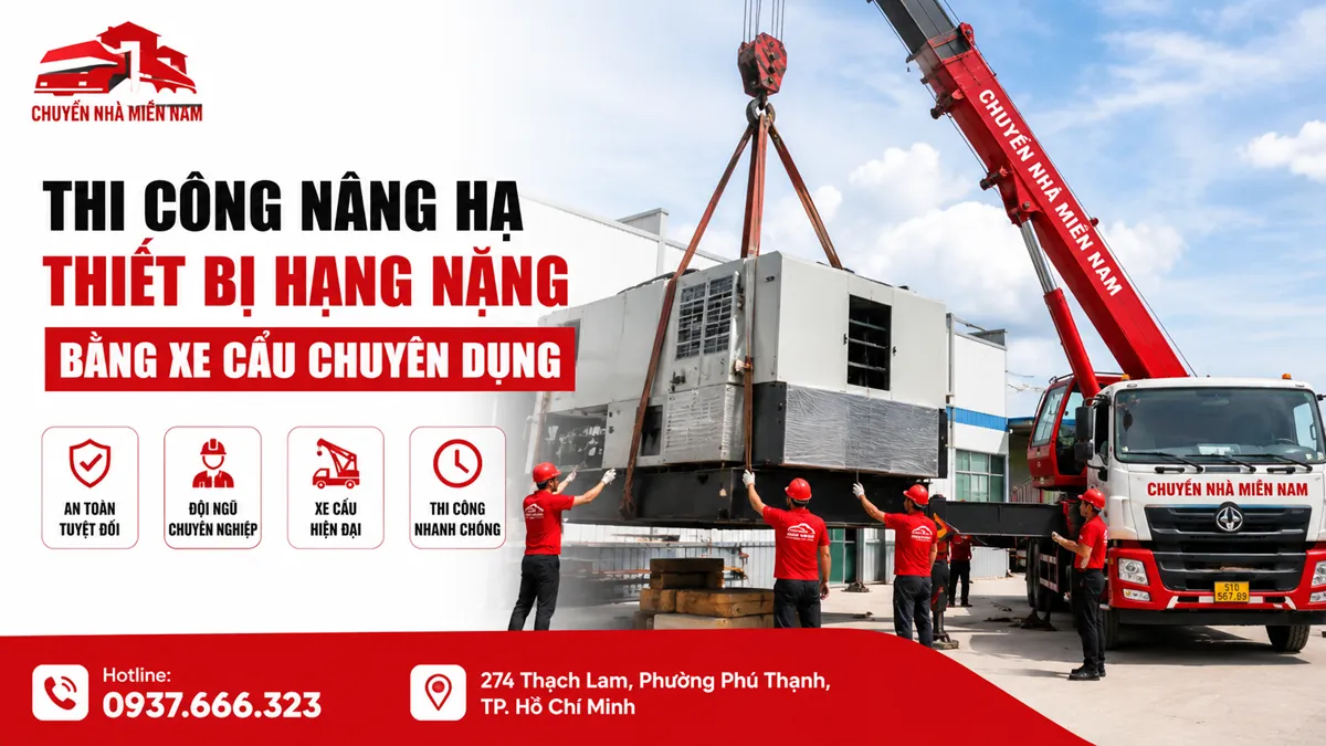 Thi công nâng hạ thiết bị hạng nặng bằng xe cẩu chuyên dụng