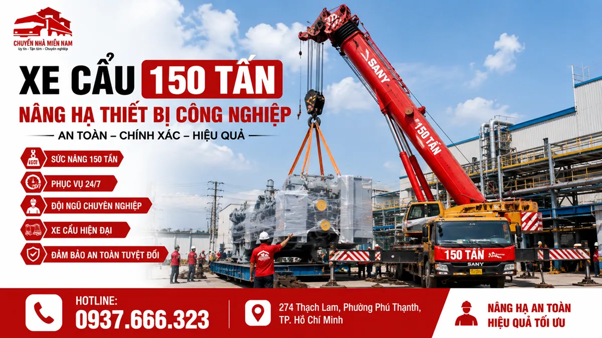 Xe cẩu 150 tấn phục vụ nâng hạ thiết bị công nghiệp